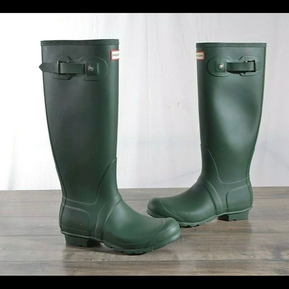 Women Olive Hunter Tall Rain Boots Size 8